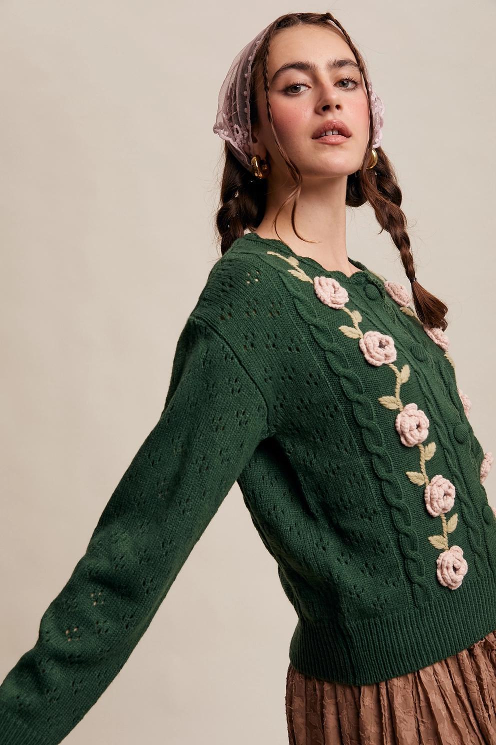 Handmade Crochet Flower Cardigan
