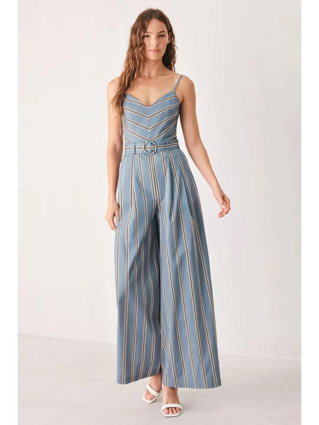 A Striped Woven Jumpsuit