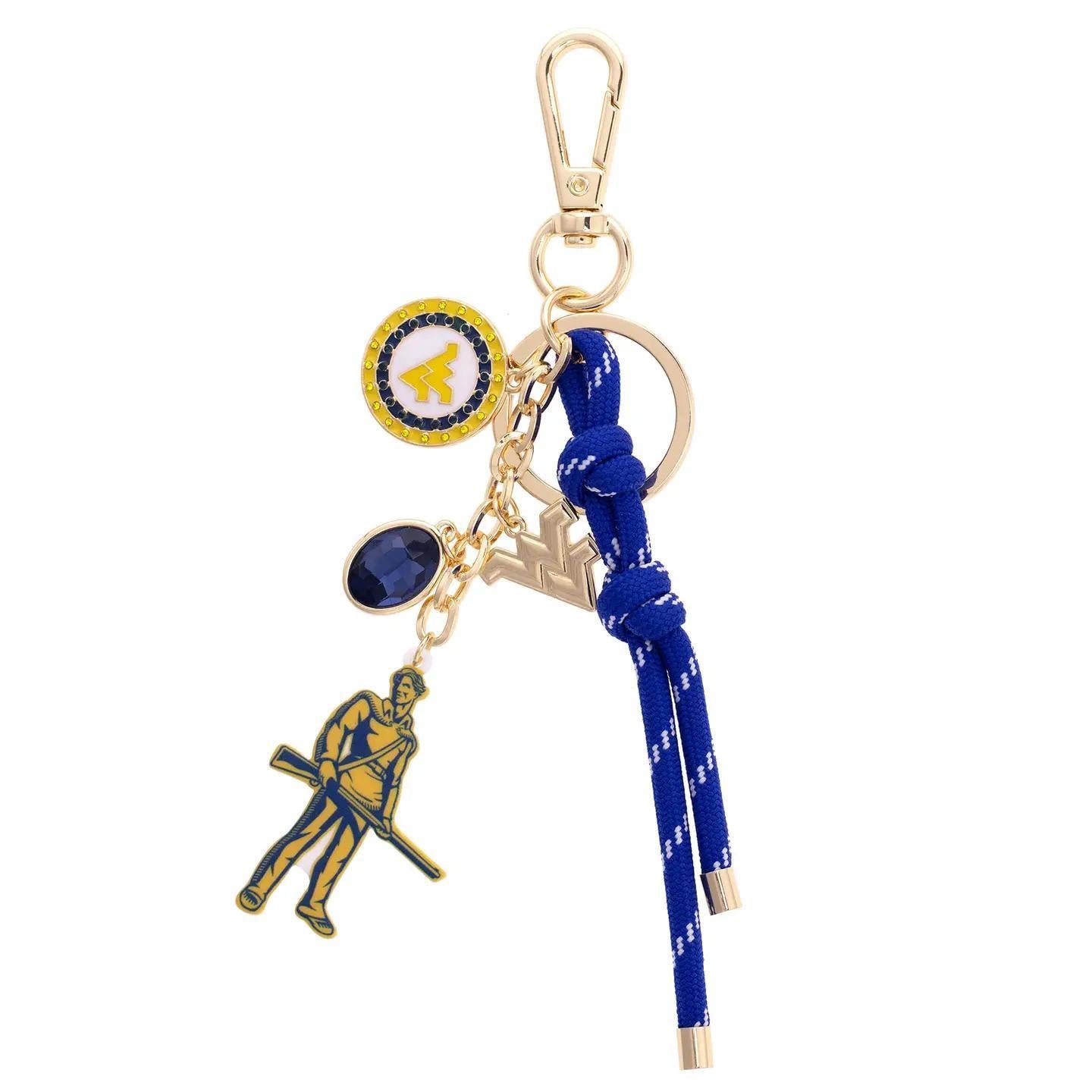 West Virginia Mountaineers Cluster Bag Charm in Navy