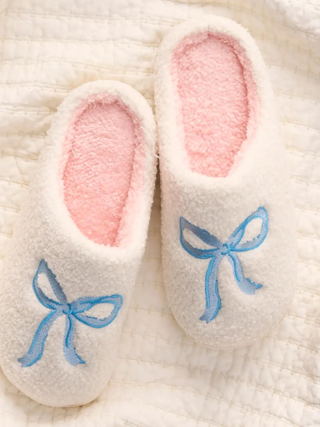 Fuzzy Slippers - Bow