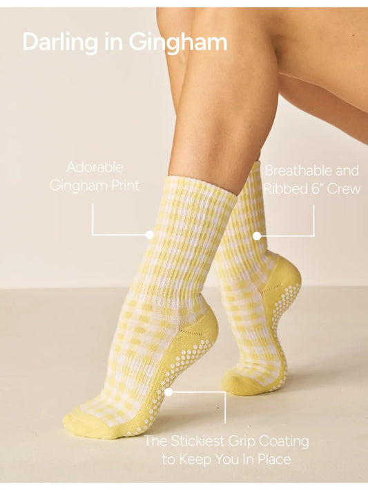 The Gingham Crew Grip Sock