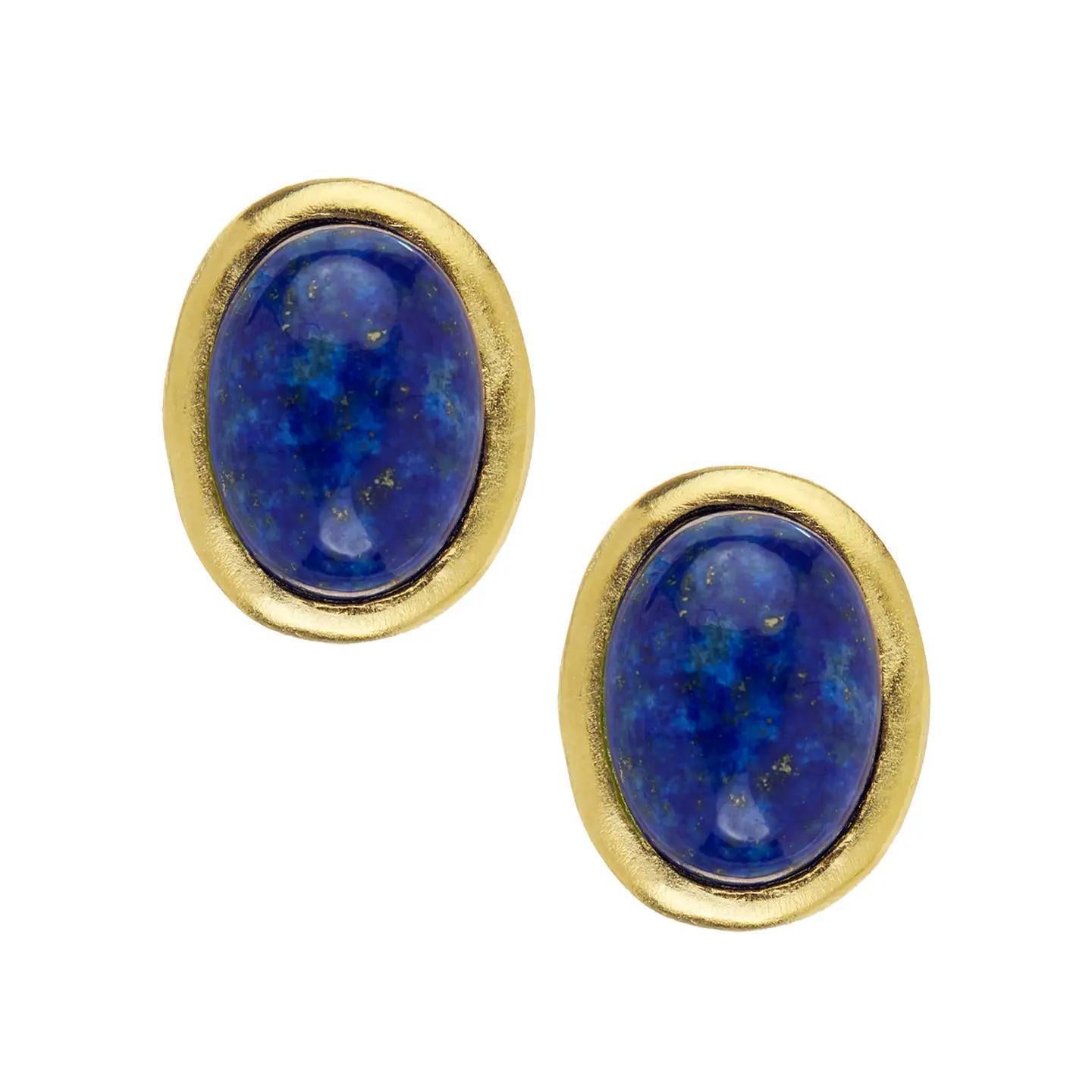 Blue Lapis Cabochon Studs