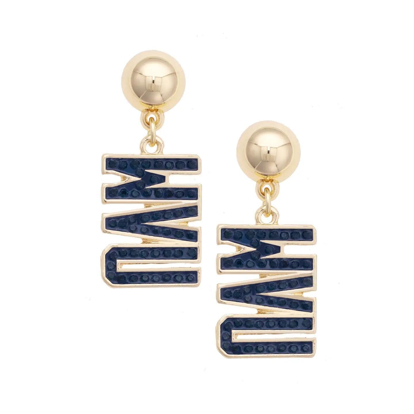 West Virginia Mountaineers Pave Outline Earrings