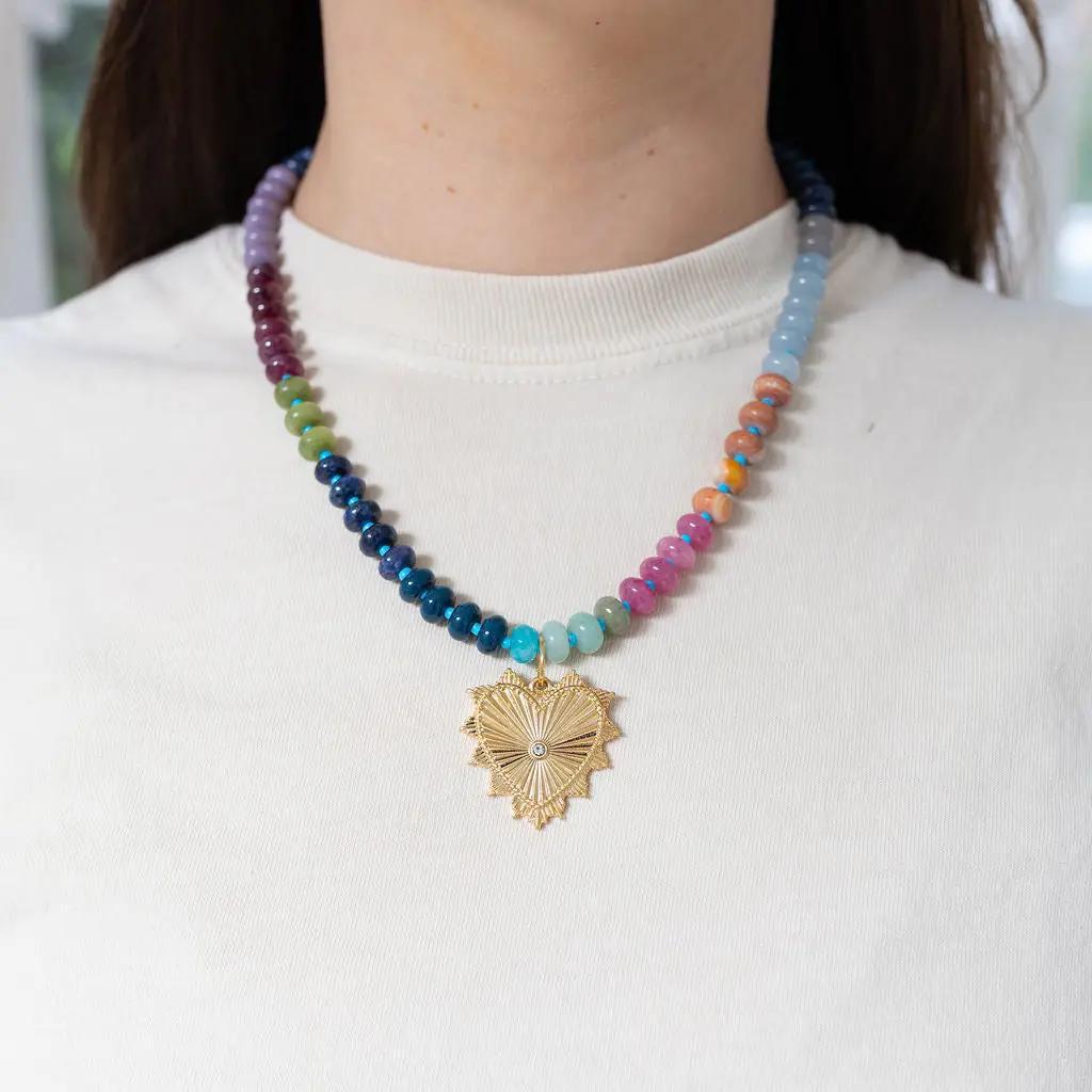 South of France Heart Gemstone Necklace