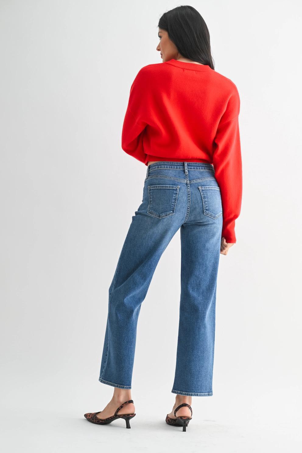 Medium Mid Rise Slim Wide Leg