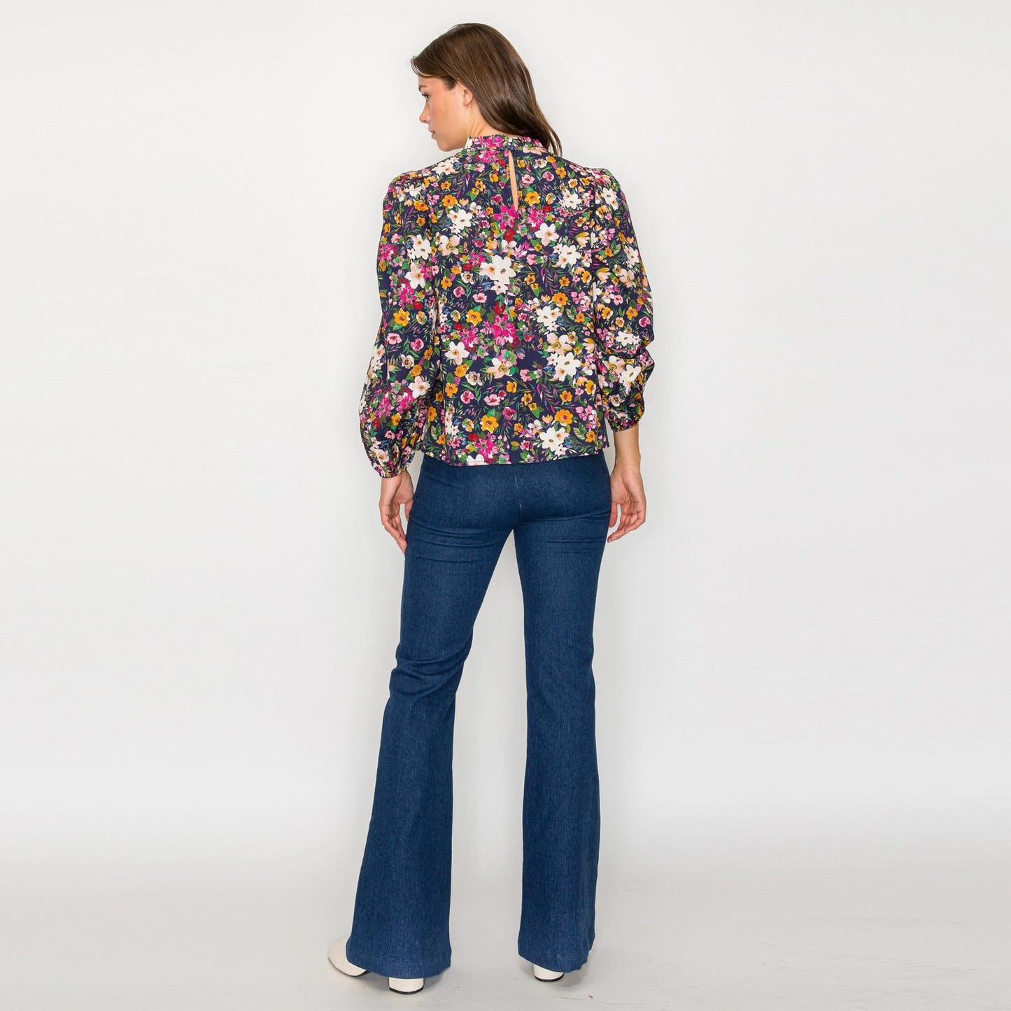 Beautiful Fall Wild Flower Print Cotton Blouse