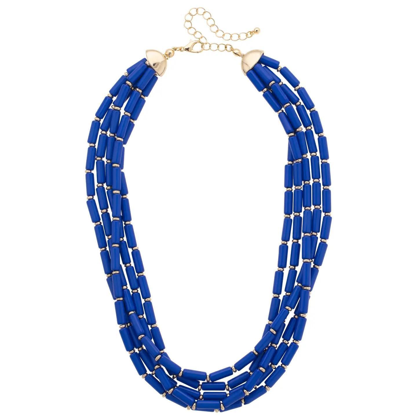 Santorini Multi-Strand Beaded Necklace in Blue