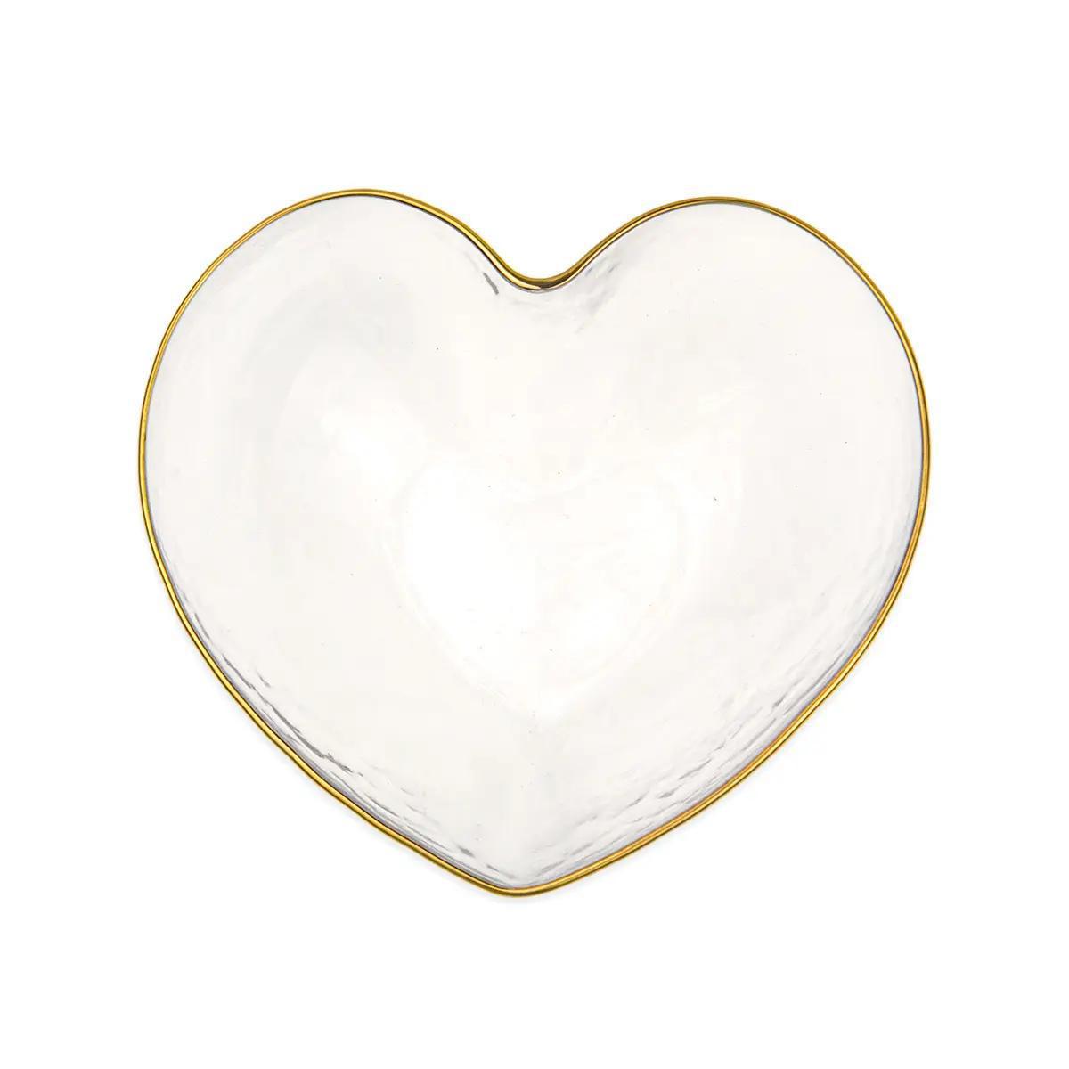 Heart Glass Bowl Clear/Gold 5.9x2.2x5.5