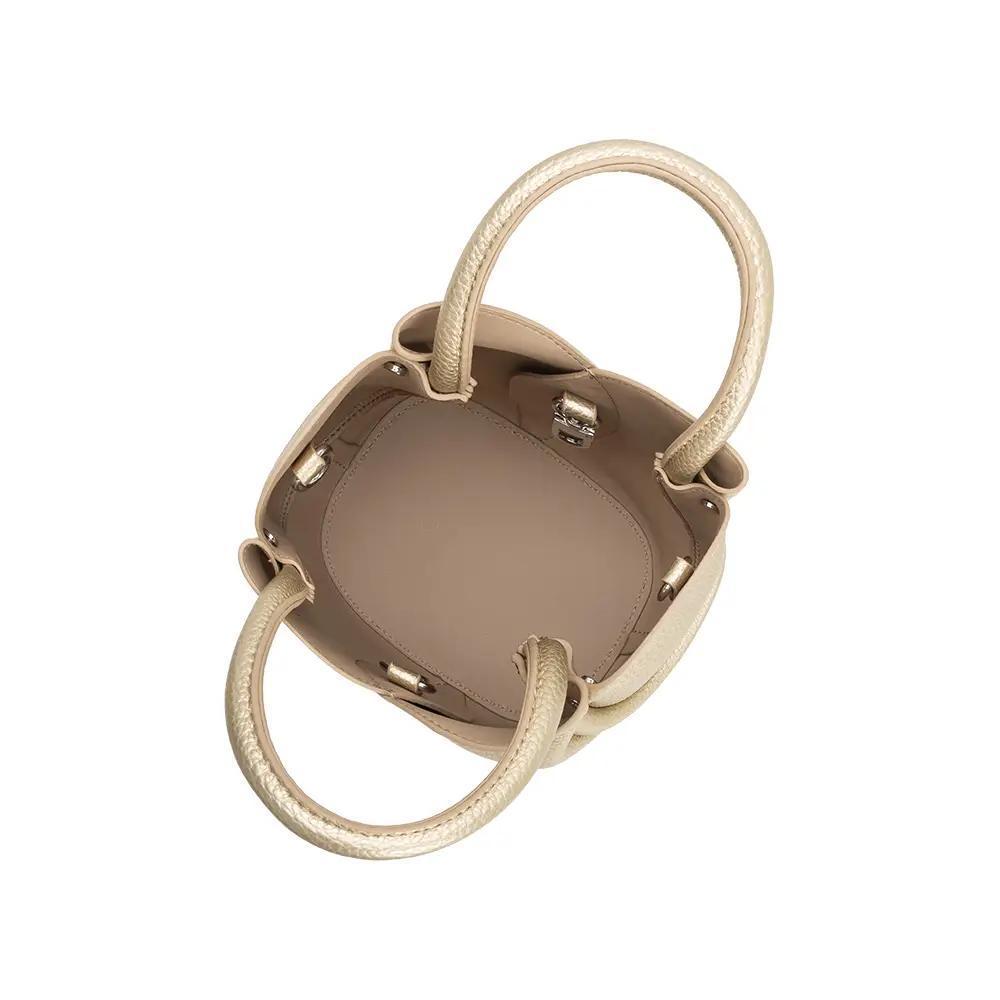 Tulip Mini Mtl Gold Recycled Vegan Leather Top Handle Bag