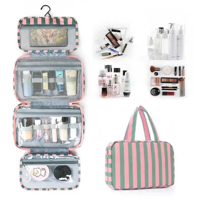 Striped Hanging Toiletry & Makeup Organizer Bag