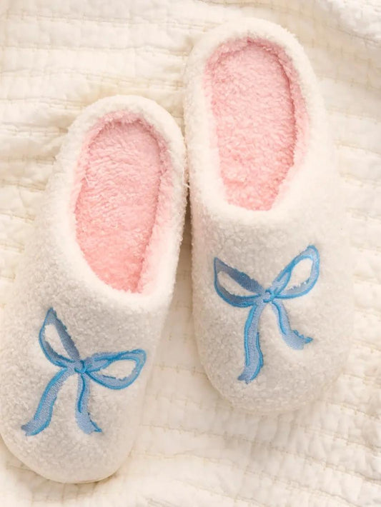 Fuzzy Slippers - Bow