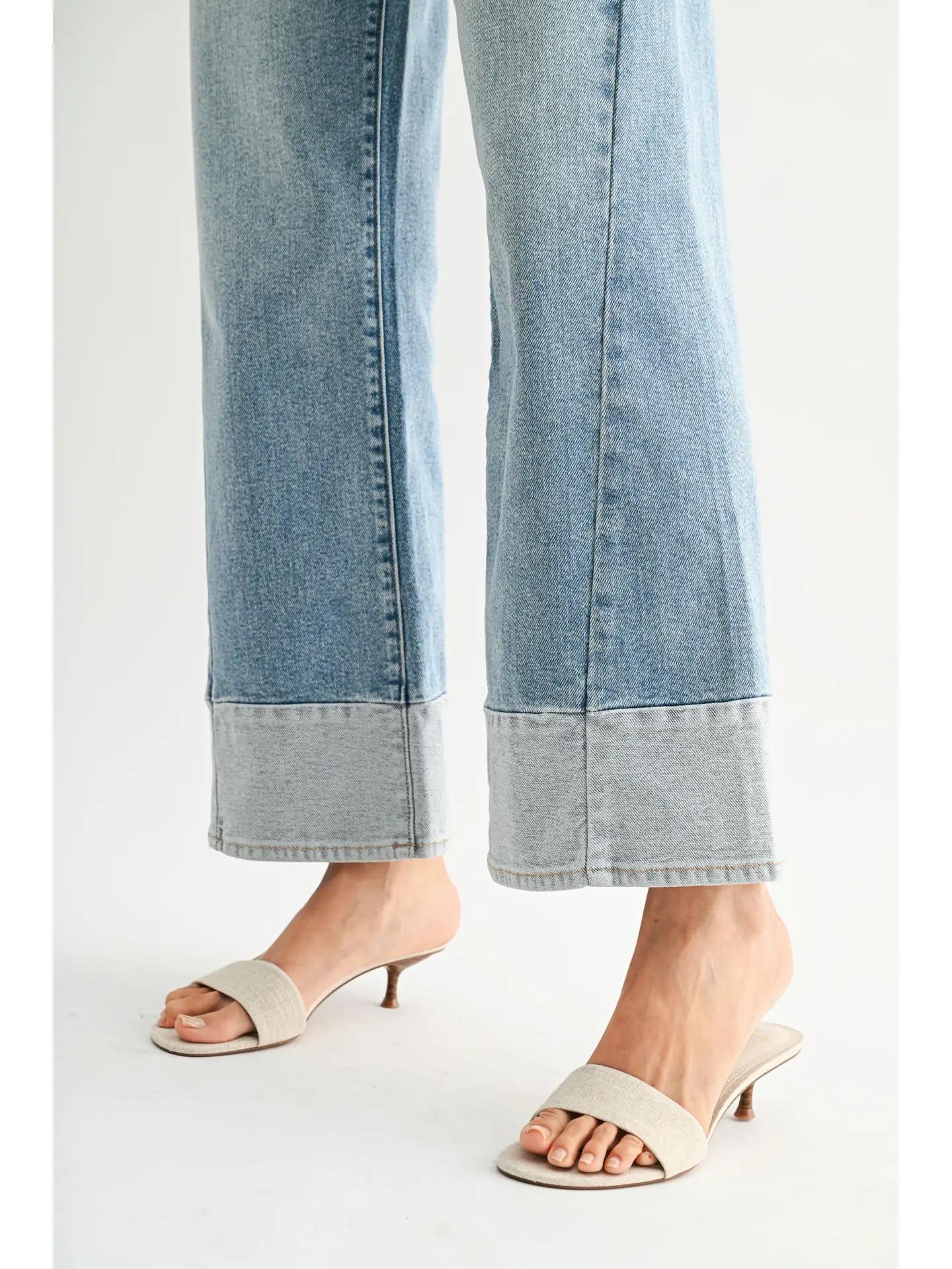 Two Toned Hem Seamed Slim Wide- DP884 - Lt