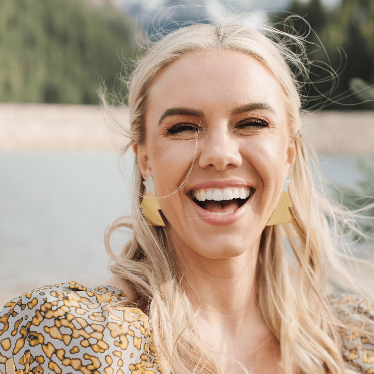 Silver Christmas Tree Horn Earrings