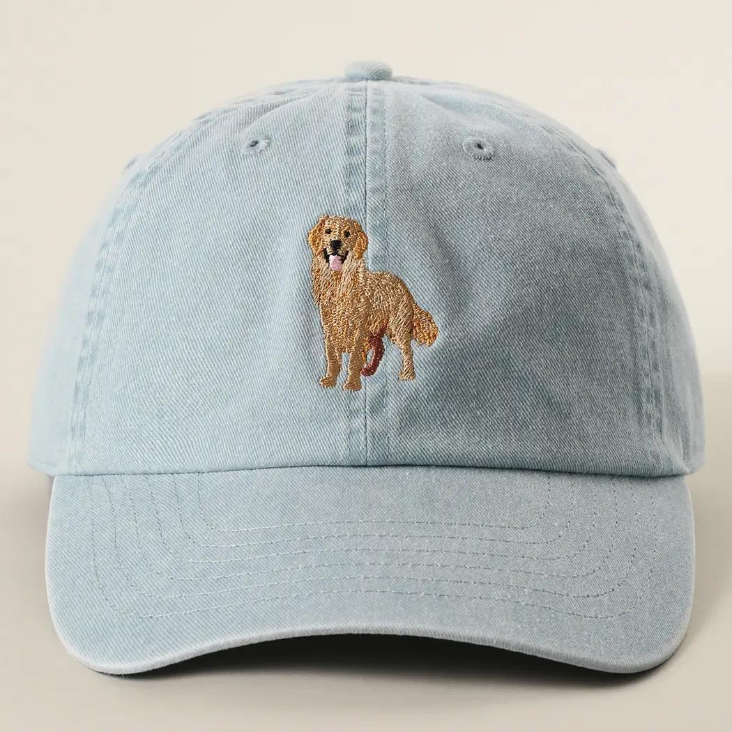 Golden Retriever Embroidered Pigment Dyed Baseball Cap
