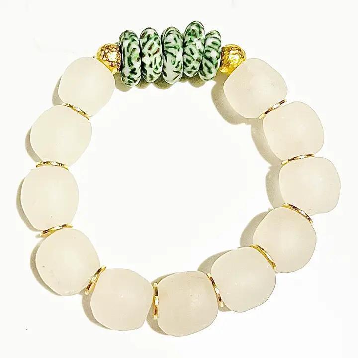 Recycled Glass Bead Stretch Bracelet