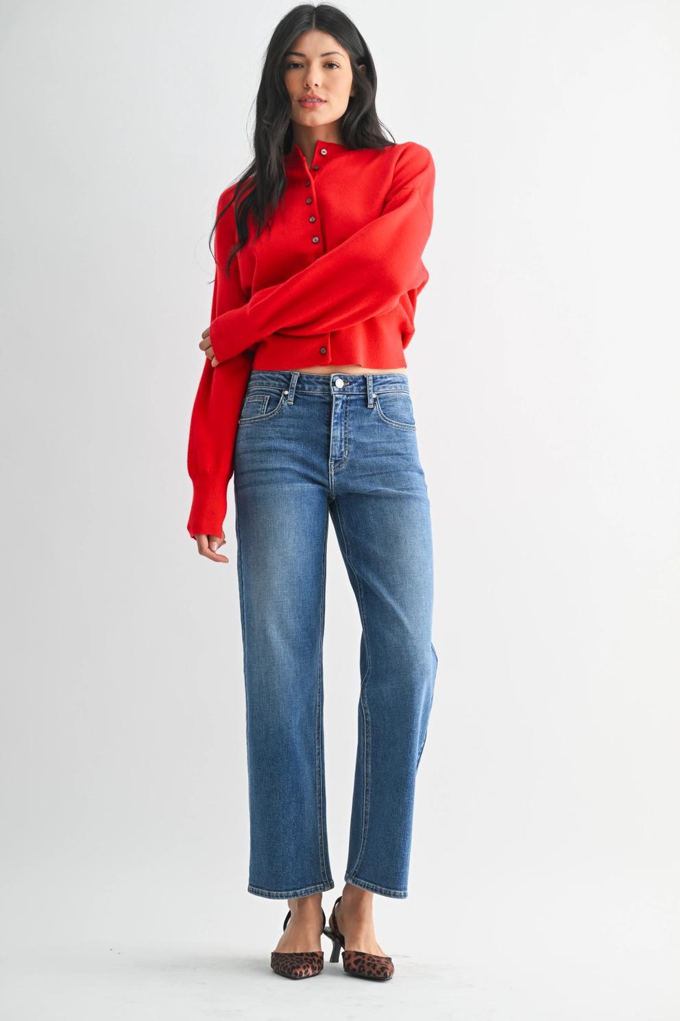 Medium Mid Rise Slim Wide Leg