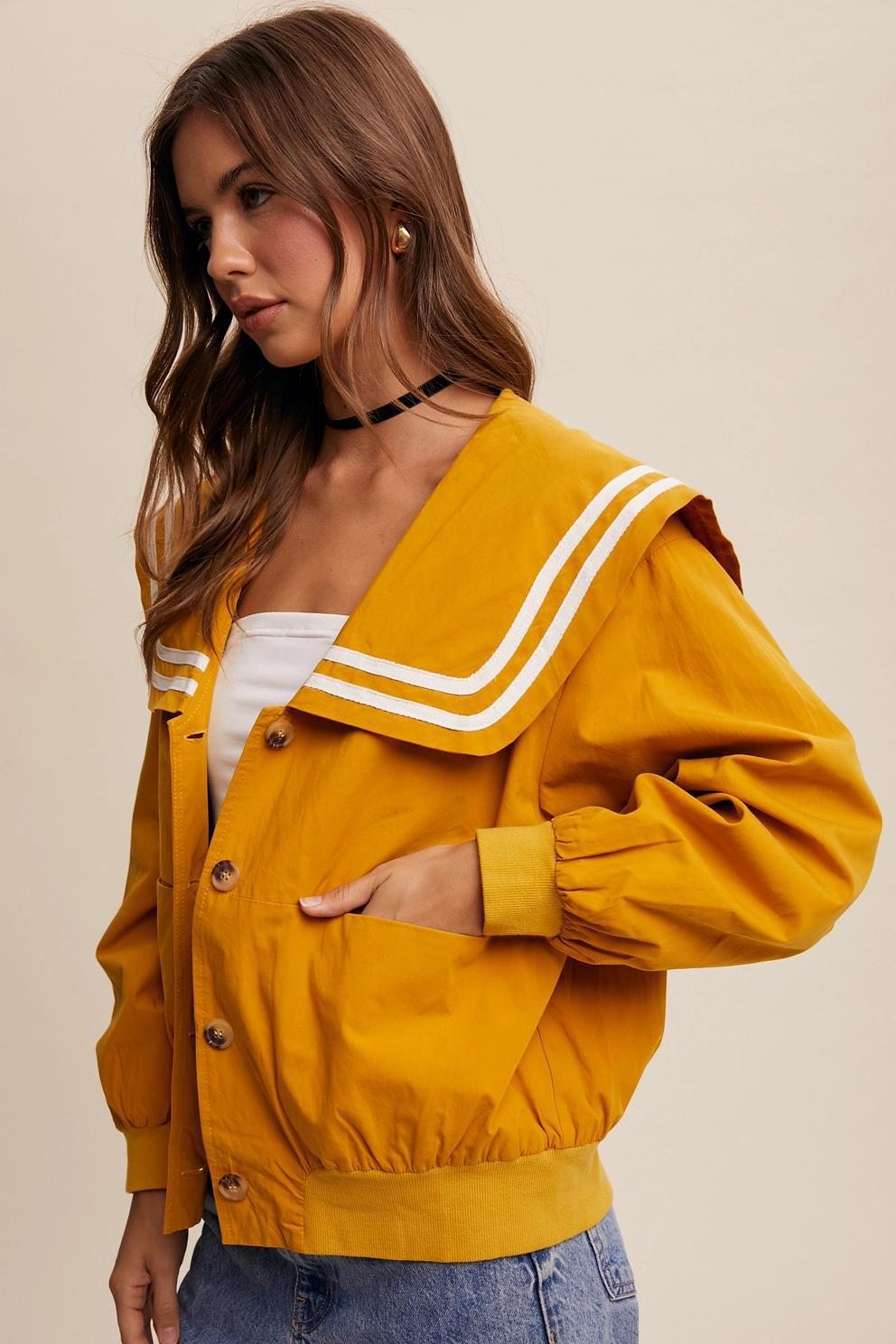 Sailor Collar Button-Up Jacket