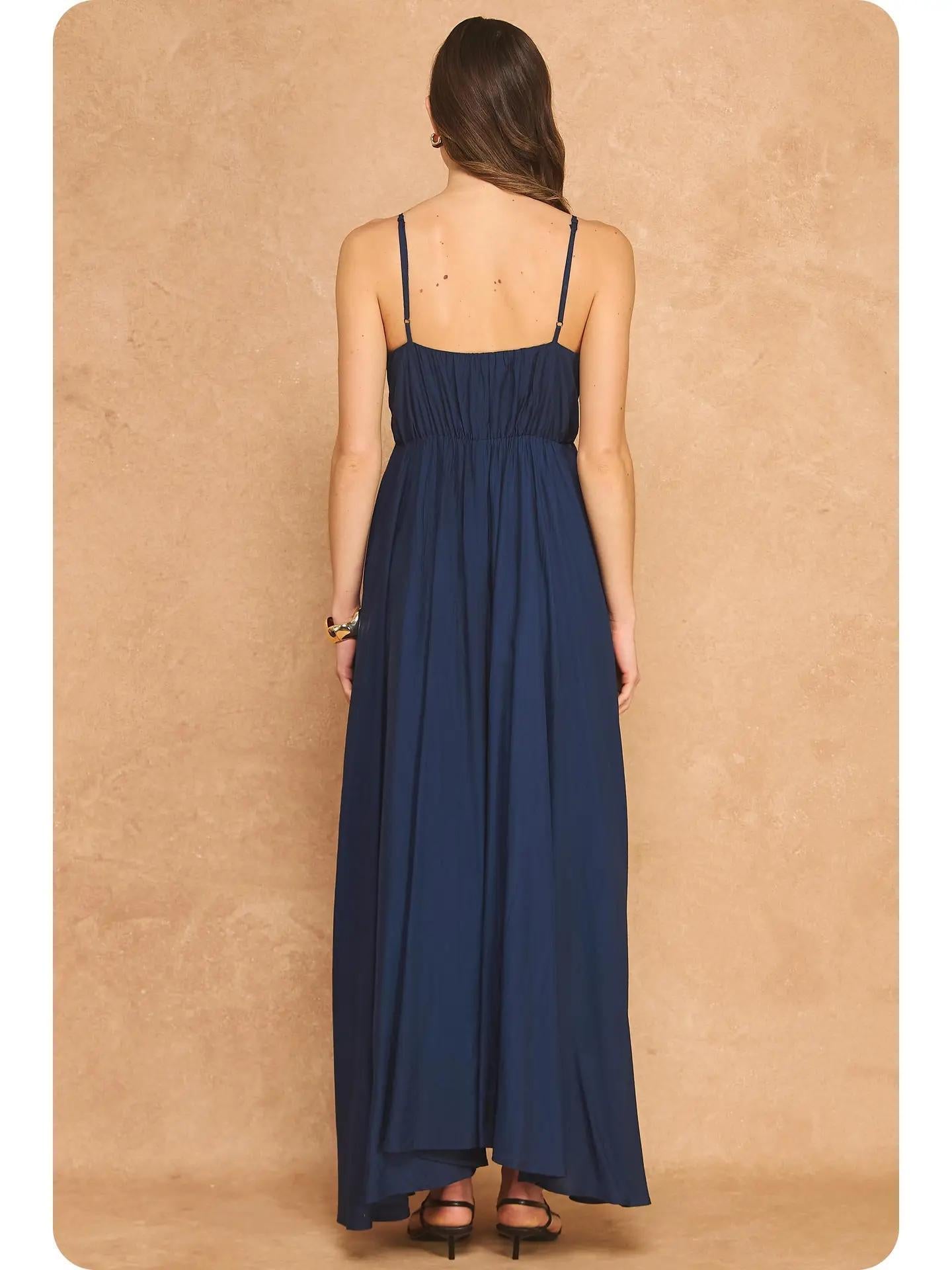 Woven Lattice Bodice Sleeveless Maxi Dress