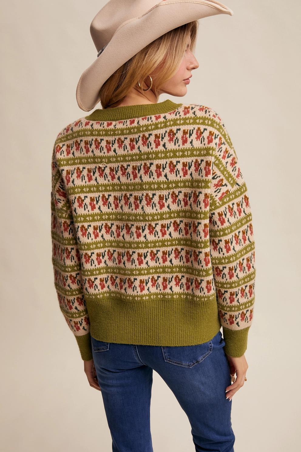 Western Jacquard Knit Sweater