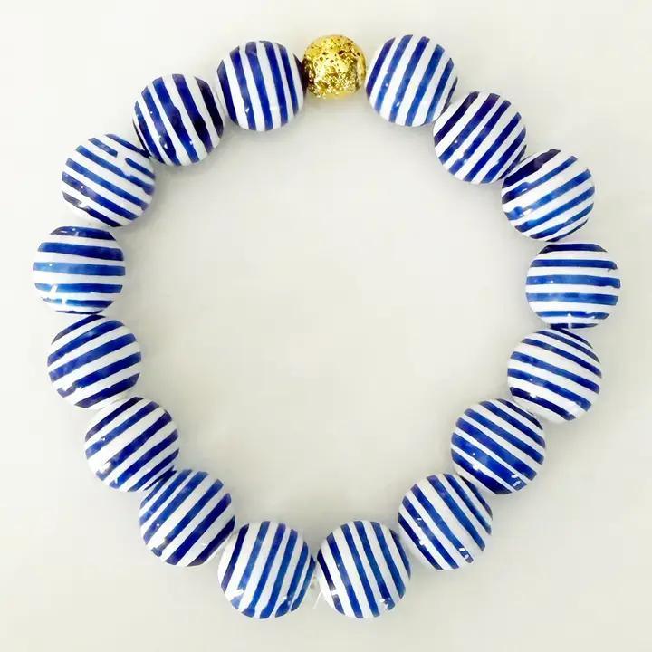 Glass Chinoiserie Bead Stretch Bracelet