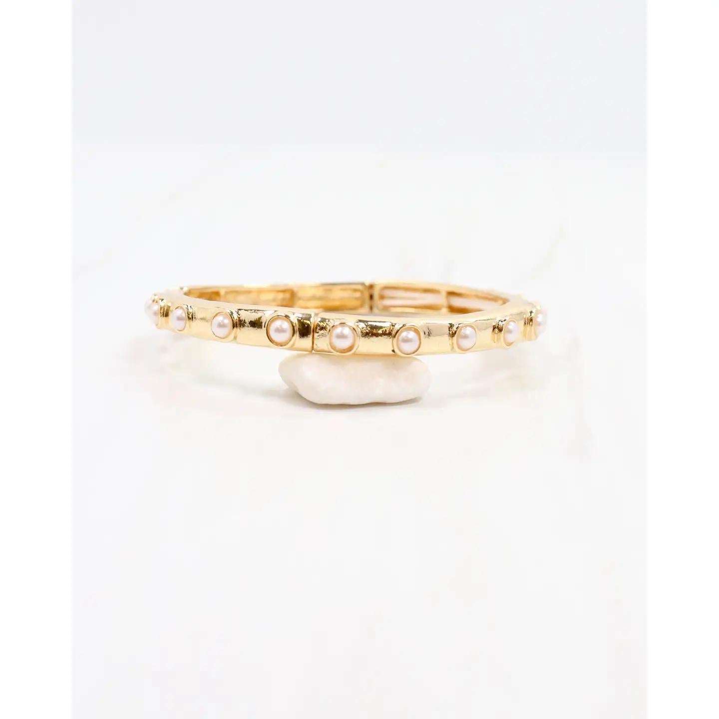 Kennedy Pearl Stretch Bracelet Gold