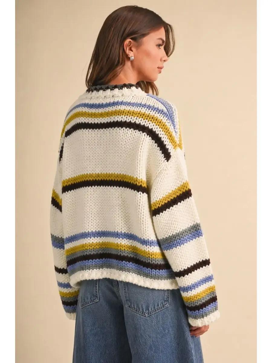 Multi Striped Pull Over Knit Sweater