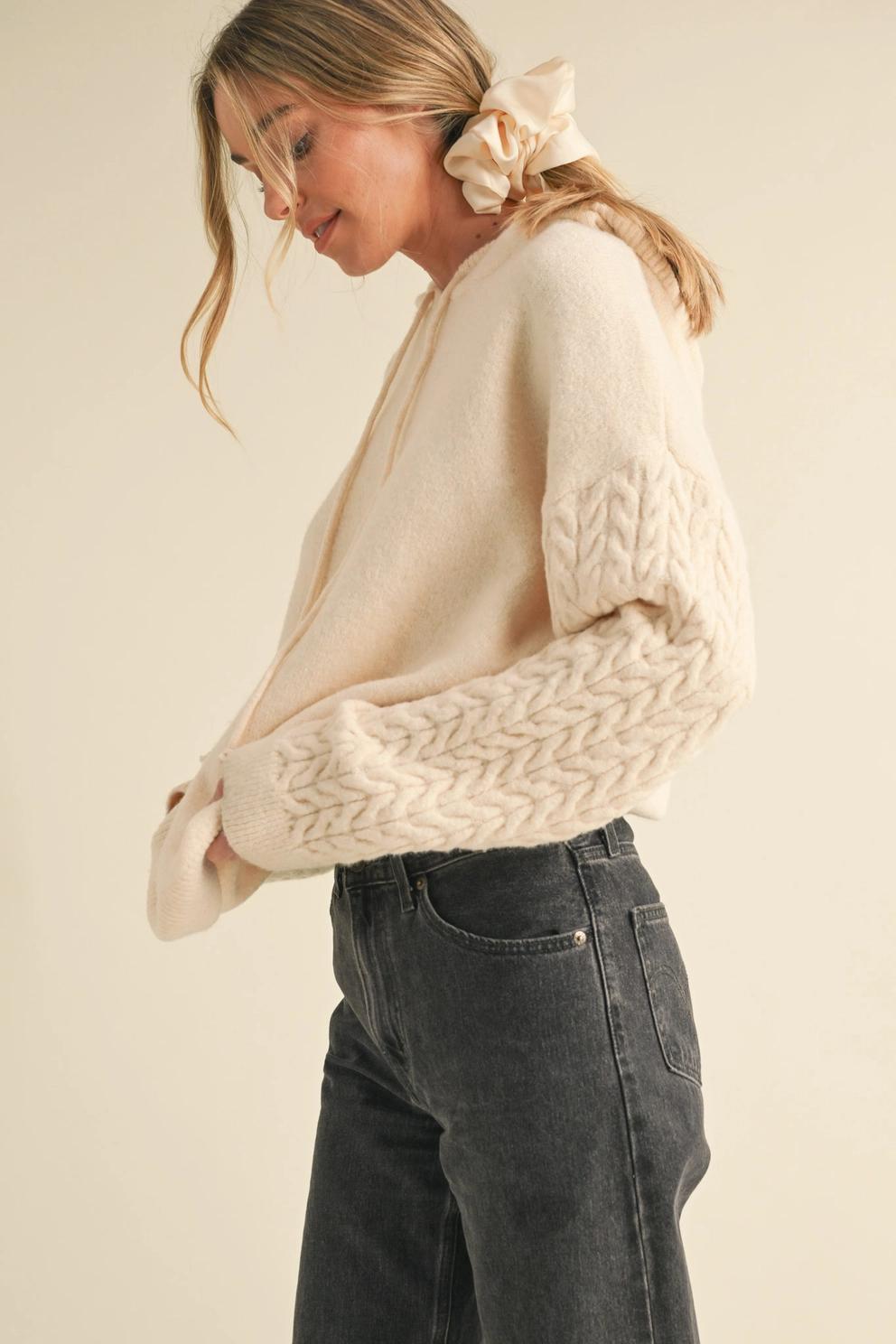 Cable Knit Sleeve Hoodie