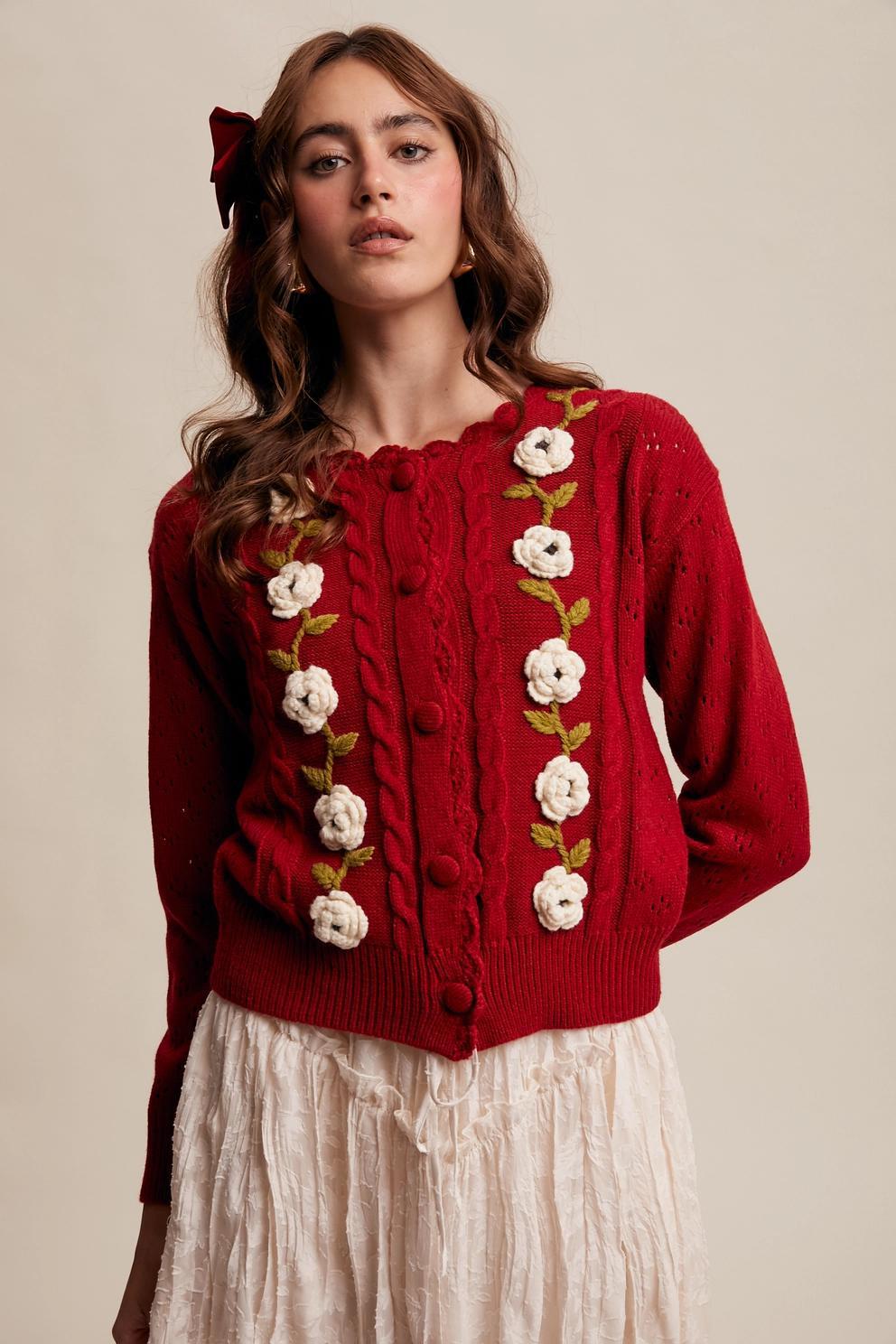 Handmade Crochet Flower Cardigan