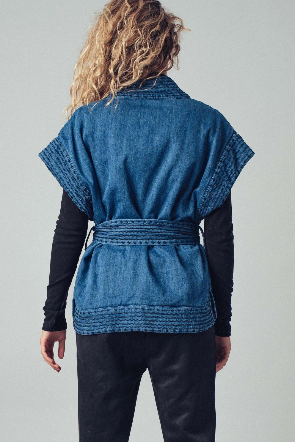 Washed Belted Denim Vest