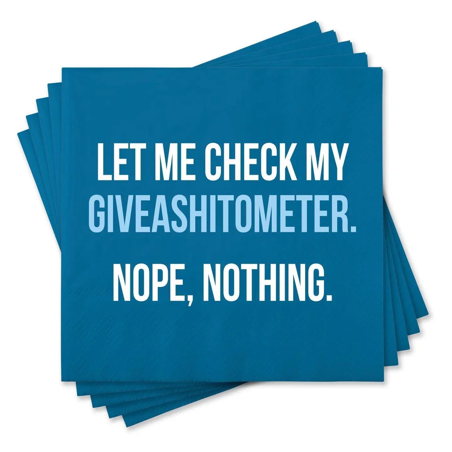 Funny Cocktail Napkins - Let Me Check My Giveashitometer