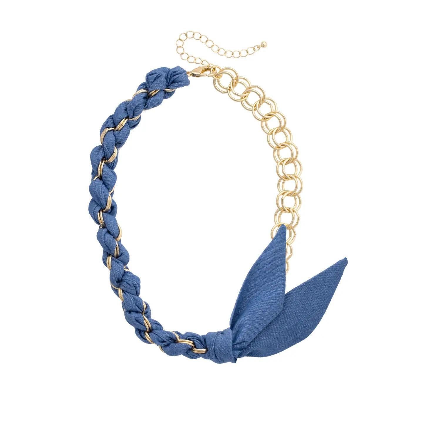 Dallas Denim Chain Scarf Necklace