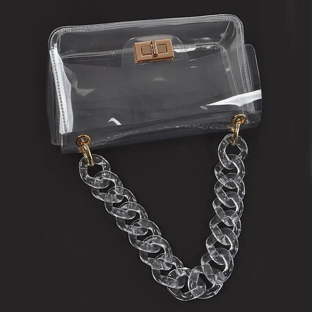 Cross Chain Body Visibly Clear Clutch