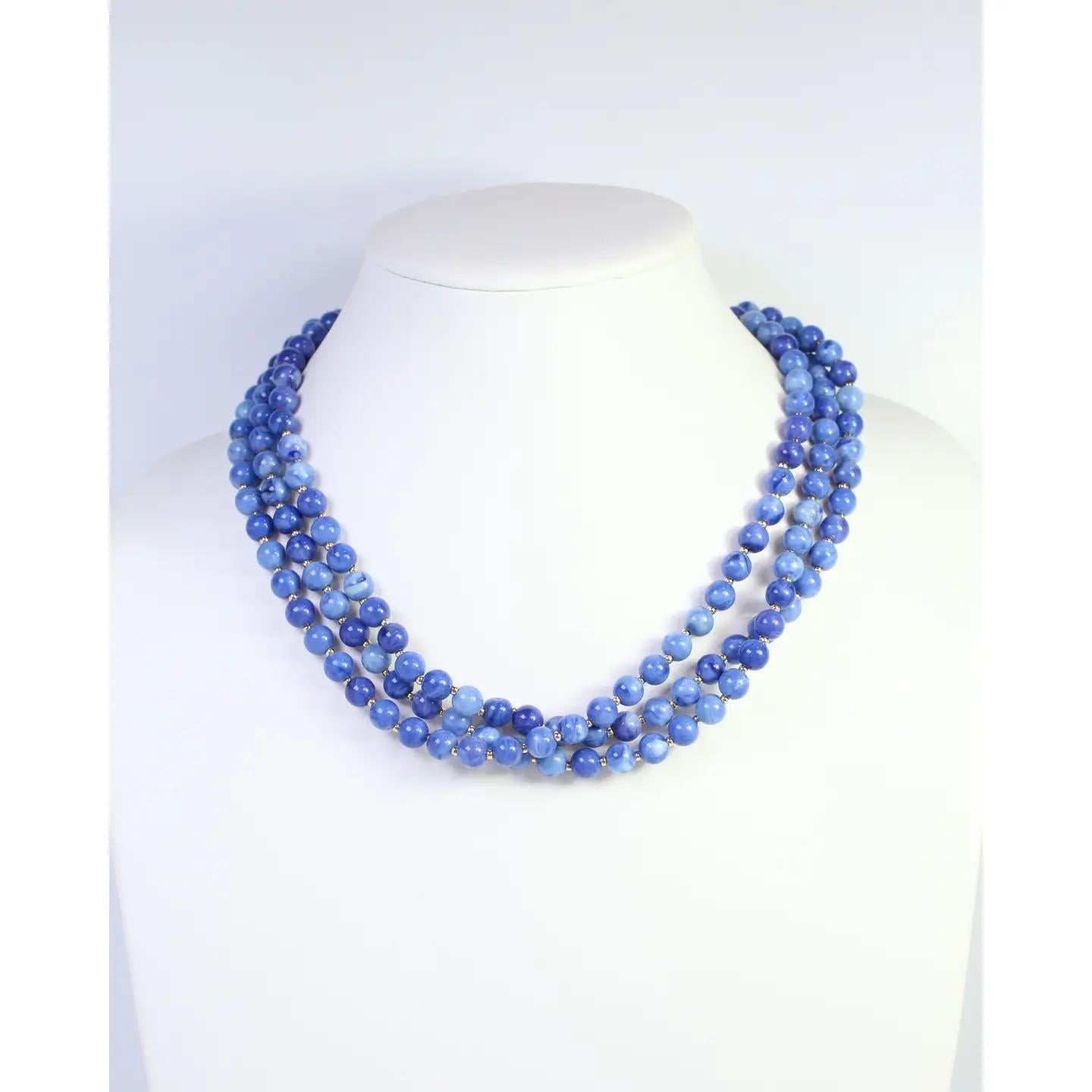 Brinley Beaded Layered Necklace Blue