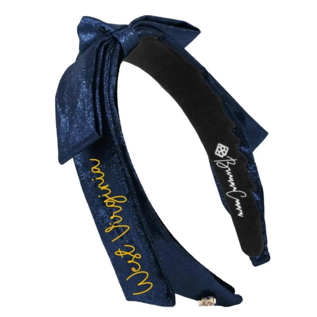 West Virginia Thin Embroidered Ribbon Bow Headband