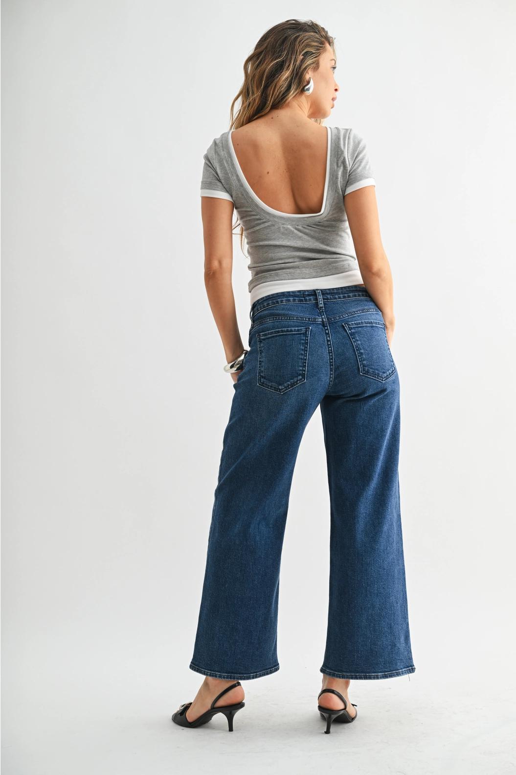 Mid Rise Slim Wide Leg