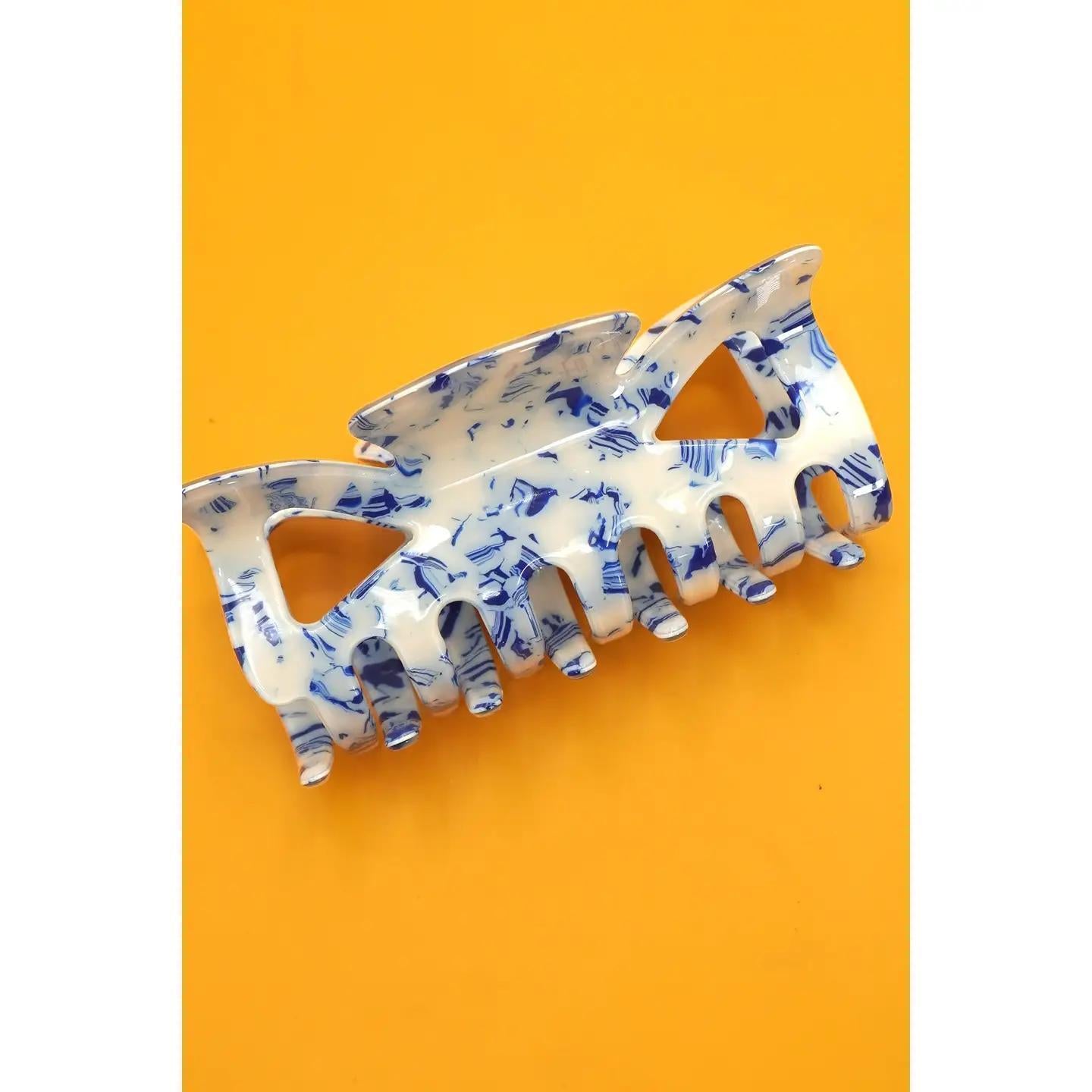 Vintage Toile Pattern Porcelain Hair Claw Clips- Bow
