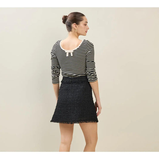Striped Mini Back Bow Knit Top