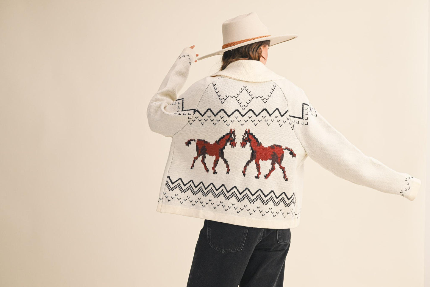 Horse Knit Sweater Cardigan