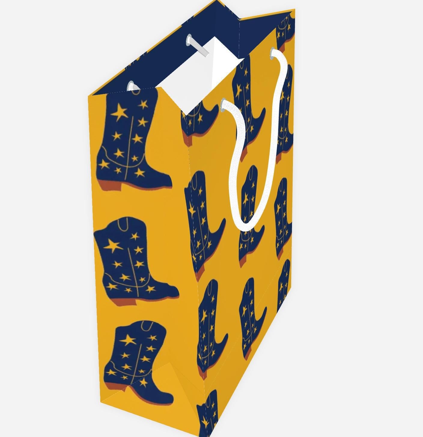 Blue & Gold Cowboy Boot Gift Bag