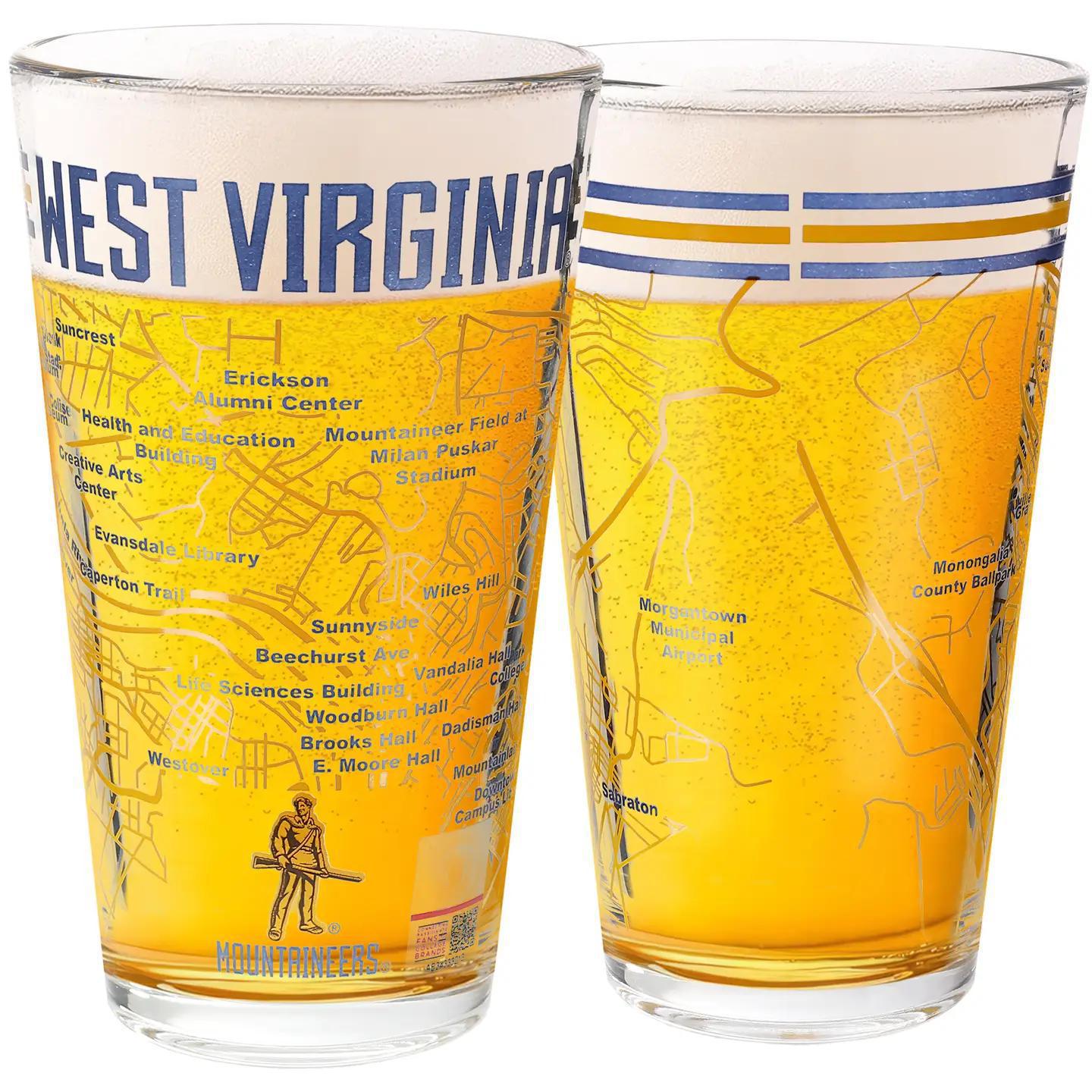WVU Campus Map Pint Glass