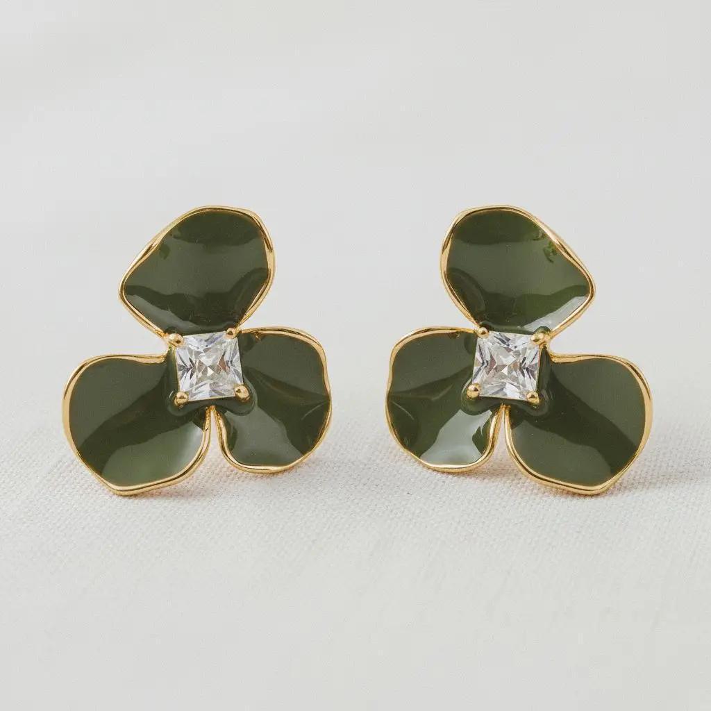 Floral Enamel Drop Earrings with Vintage Charm