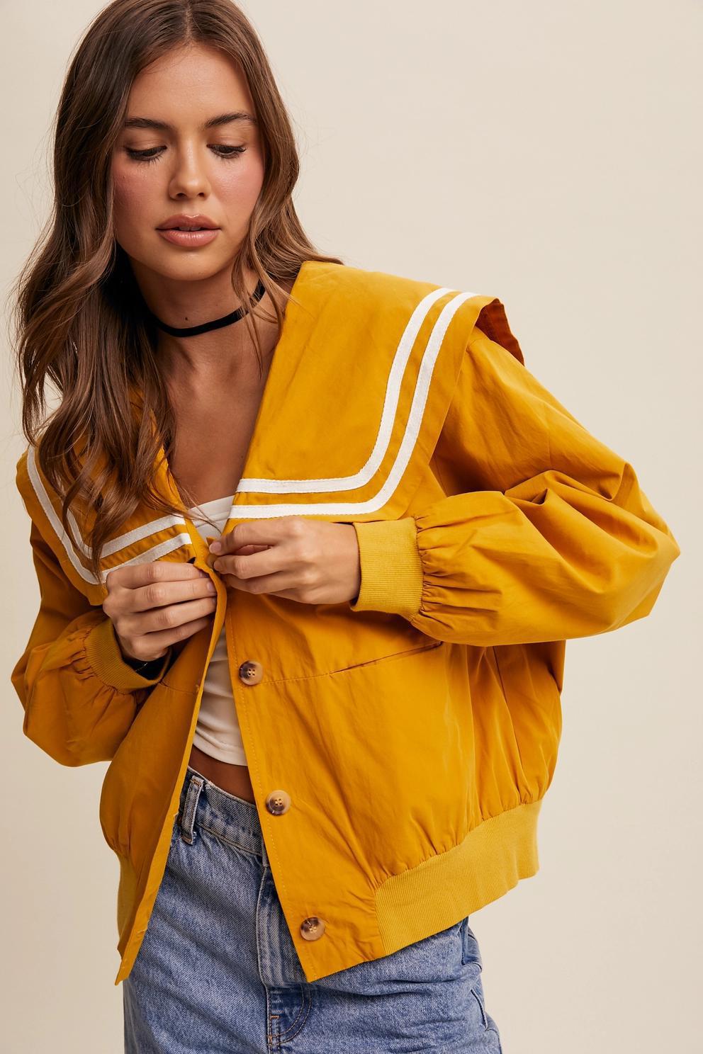 Sailor Collar Button-Up Jacket