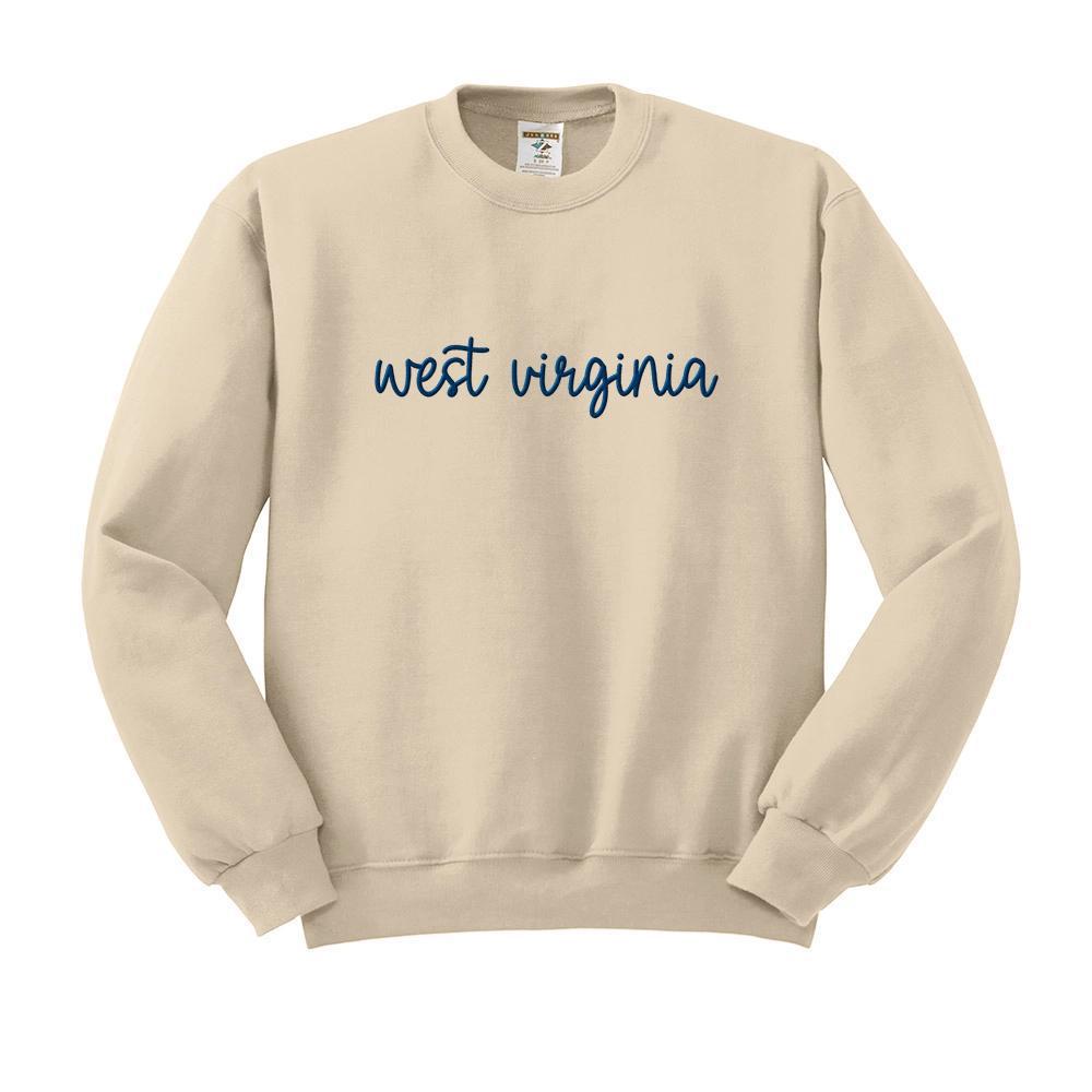 Script West Virginia Embroidered Sweatshirt (Sand)