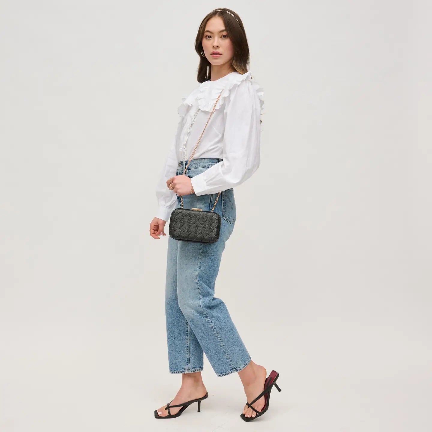 Addie Straw Clutch - Black