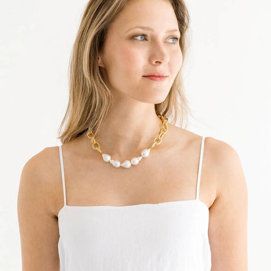 Baroque Pearl Chain Necklace
