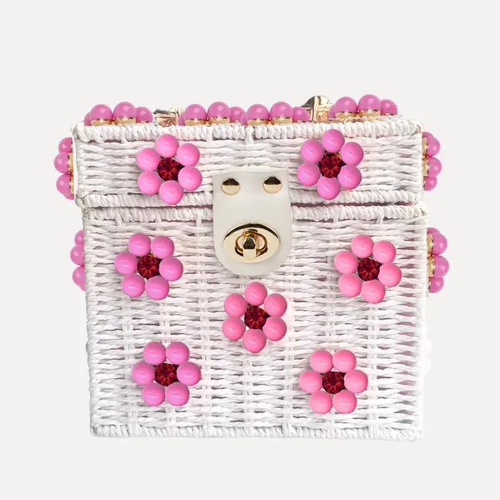 Wicker Bucket Daisy Flower Purse