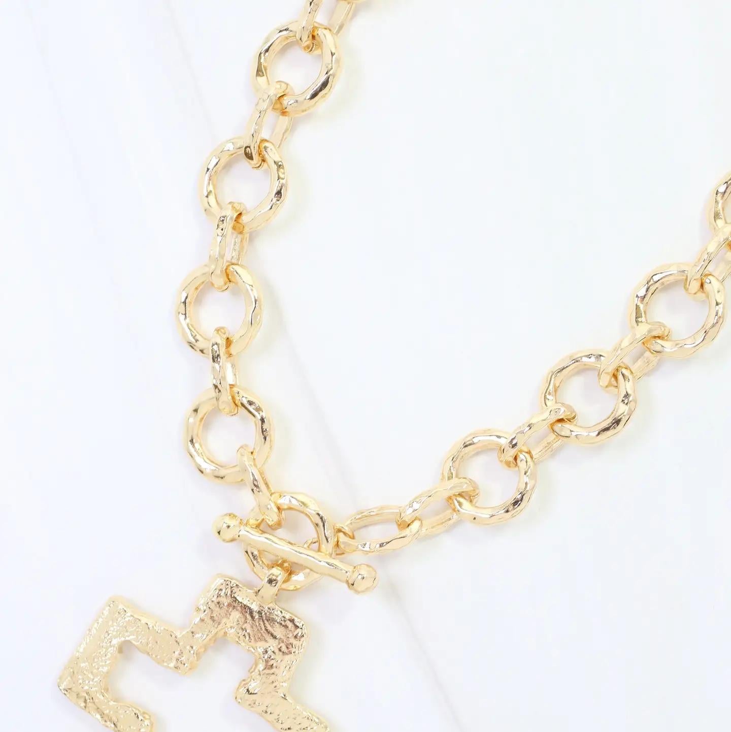 Jordan Open Cross Circle Link Necklace Gold