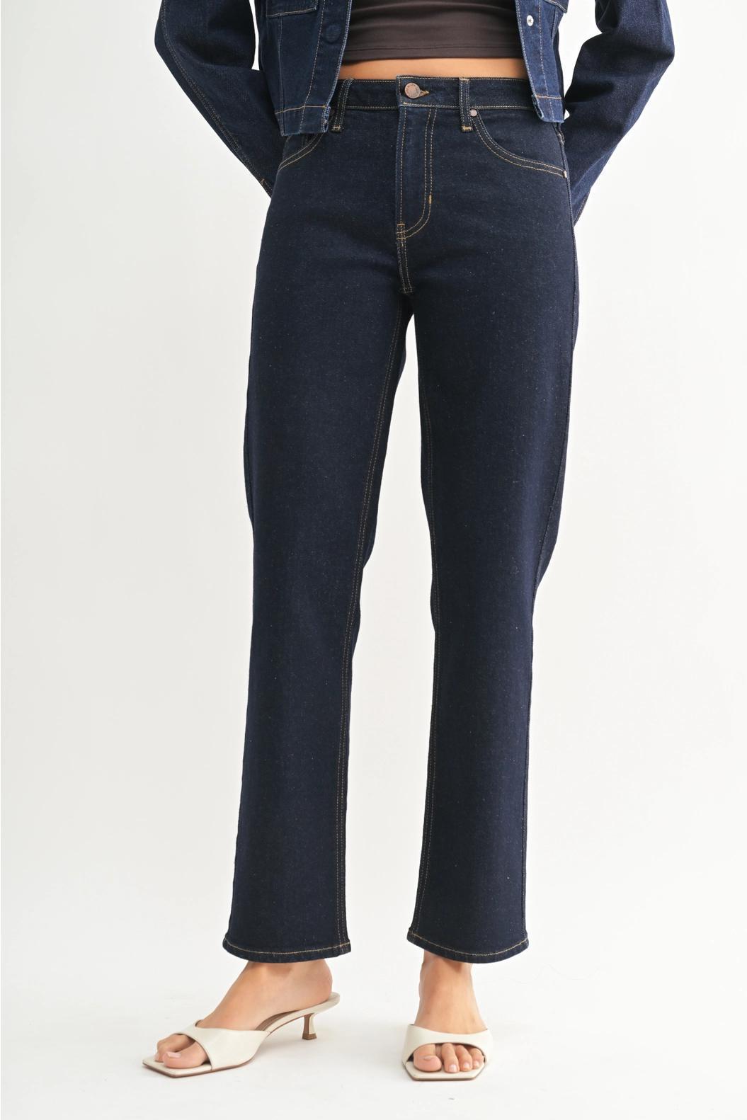 Clean Mid Rise Straight Jeans