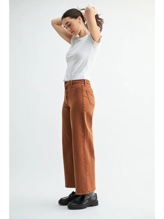 Trouser Wide Leg (Longer Length) - Rust Brown