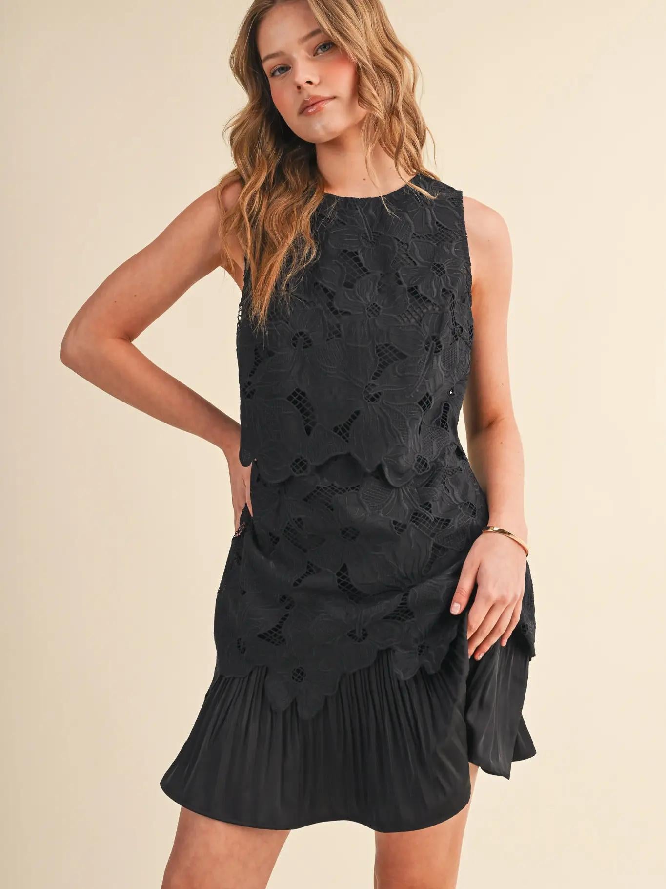 Tiered Floral Lace Flounce Hem Mini Dress Edgar Rae Tiered Floral Lace Flounce Hem Mini Dress Edgar Rae